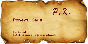 Ponert Kada névjegykártya